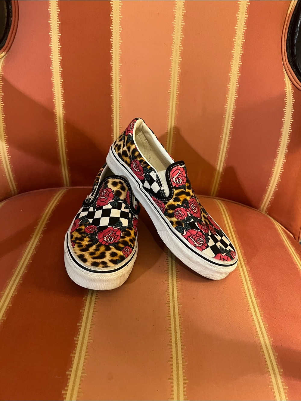 Vans Classic Slip-On Rose Animal Checkerboard - Size 6 Excellent Condition